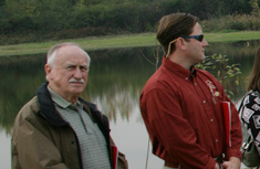 Conrad Strozik from the Izaak Walton League and Dan DeLawyer attend the completion of the wetlands restoration at the former LCP site.