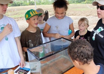 Samples from Nine Mile Creek were placed in a tank to be observed by members of Camp Green Teen.