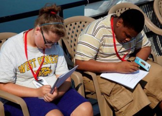 Students Record Their Observations during the Boat Tour of Onondaga Lake.