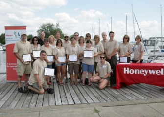 Fifteen Onondaga County Teachers with their Certificates for Completing the Honeywell Institute for Ecosystems Education Professional Development Program