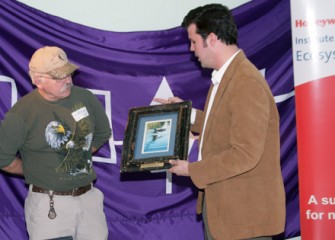 Frank Moses Presents Bald Eagle Specialist Mike Allen with a Recognition Plaque for his Work with Bald Eagles