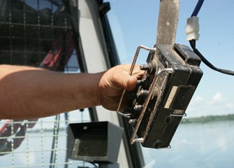 A Handheld Remote Unit Controls the Vibratory Hammer