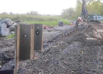 Phase III of the barrier wall in the vicinity of Harbor Brook.