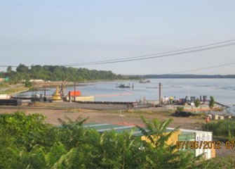View of the shoreline dredging and capping support area.