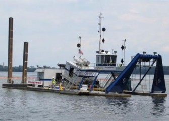 Dredging operations continue 24 hours per day.