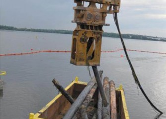 Old pilings removed from lake