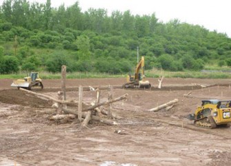 Wood timber is added to enhance habitat conditions