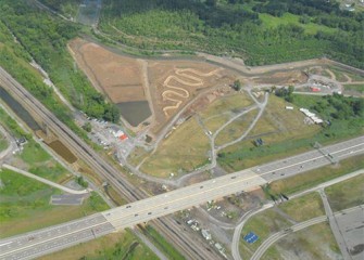 The new meandering Geddes Brook channel seen from the air