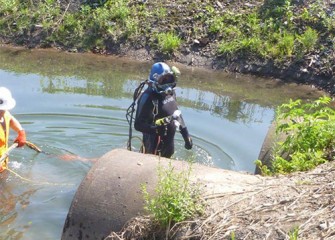 Diver collects samples for analysis