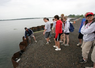 Students Examine the Underground Barrier Wall