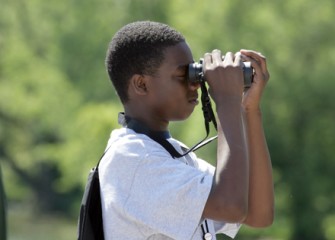 Students Use Binoculars to Observe Native Birds on and around Onondaga Lake