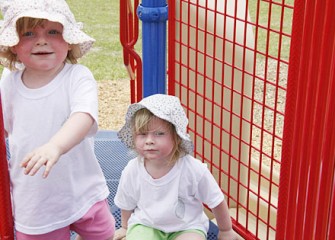 Twins Lauren and Claire Petty Check Out the New Equipment