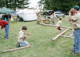 Boy Scouts Build a Small Ropes Course