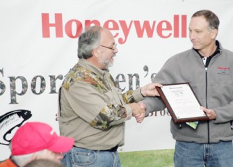 Onondaga County Federation of Sportsmen's Clubs President Steve Wowelko Thanks Honeywell Syracuse Program Director John McAuliffe