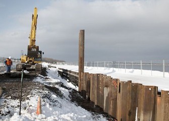 Steel Panel before being Driven in Ground by Vibratory Hammer