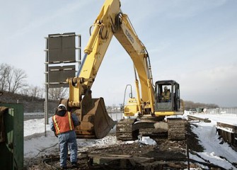 Vibratory Hammer Attached to Machinery