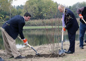 Moses and Senator John DeFrancisco Representative Joe Burns Plant Tree