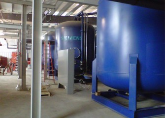 Water treatment tanks (carbon filters) are installed