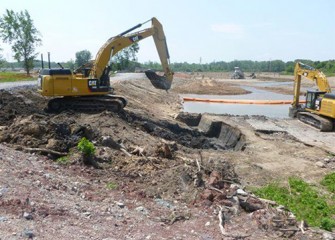 Area being restored adjacent to Geddes Brook wetlands, seen in background.