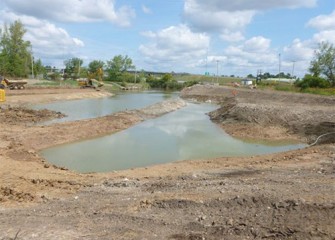 Pools in the floodplain at future Nine Mile Creek wetlands.