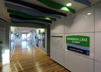 The Onondaga Lake Visitors Center was built to provide the public with access to the significant work taking place by hundreds of scientists, engineers, and skilled craft laborers from this region.