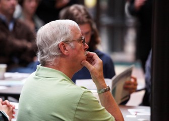 Jack Ramsden, member of the Onondaga Lake Community Participation Working Group, listens during a discussion on the future vision of the southwest lakeshore.