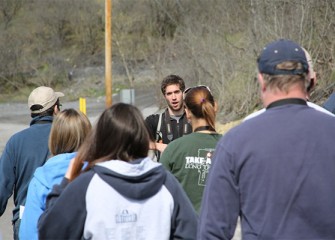 Thomas Ryan, SUNY-ESF student, describes birds the LGS volunteers may see.