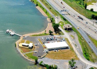 The Onondaga Lake Visitors Center (middle left), off Exit 7 on I-690, was built by Honeywell to provide the public with access to the significant work taking place on the lake cleanup.