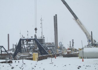 Maintenance continues on the dredges during the coldest months.