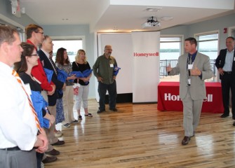 West Genesee Middle School assistant principal Richard Chapman speaks to the Class of 2014 teachers. Chapman, a science teacher, attended Honeywell Educators @ Space Academy in 2006 and Advanced Space Academy in 2009.