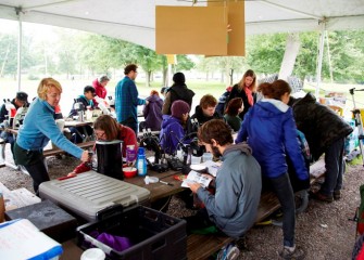 Participants worked from several bases of operations around Onondaga Lake, including this tent staffed by SUNY-ESF professors and students.