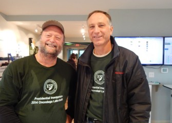 Donald Leopold, Ph.D. (left), distinguished teaching professor at SUNY-ESF and expert in biodiversity, organized the BioBlitz and also provided input to the design of the Geddes Brook and LCP wetlands, as well as the Onondaga Lake Habitat Restoration Plan.  He is seen here with Honeywell Syracuse program director John McAuliffe.