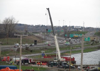 Much of the cleanup work on Onondaga Lake takes place close to I-690.