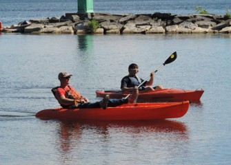 Kayakers on the lake in Willow Bay.