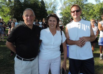 Ed and Donna Bambrick, from Liverpool, await the big moment with Bill Frye (right) of North Syracuse.