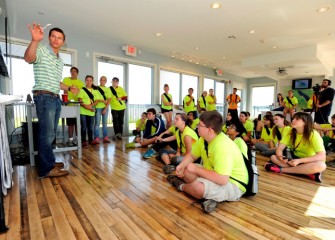 Students visiting the Onondaga Lake Visitors Center on “Honeywell Day” learn about the Onondaga Lake cleanup.