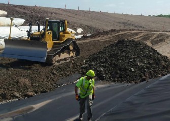 Work continues on additional sections of the leveling layer.