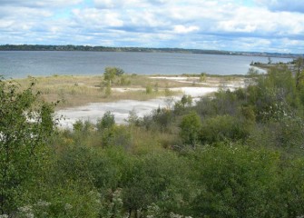 Conditions along the western shoreline of Onondaga Lake before remediation and restoration.