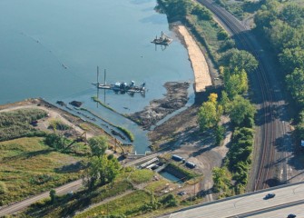 Both dredging and capping take place in shallow areas near the mouth of Harbor Brook.