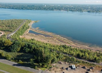 Future in-shore wetlands have been formed. Planting the first wetland area began in July.