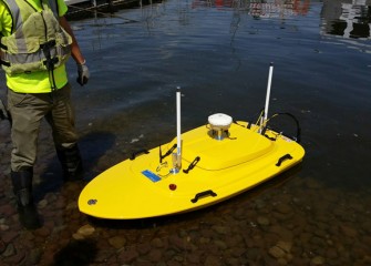 A high tech remotely operated boat called the “Z-boat” is used for precise measurements of the cap.