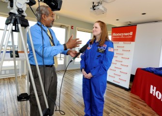 Liverpool Middle School teacher Sara Pieklik, HESA 2015, speaks with media about her experiences at the program and how they have enhanced her teaching in the classroom.