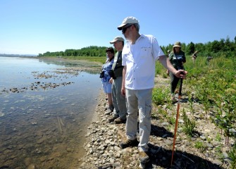 Professor Peter Ducey, Ph.D., of SUNY Cortland, leads Corps volunteers on a walk seeking signs and sightings of amphibians and reptiles. Professor Ducey is an expert in the field of herpetology, a subfield of zoology.