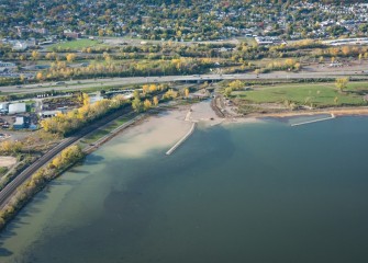 Capping operations continue in the southwest corner of Onondaga Lake, near the mouth of Harbor Brook.