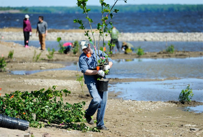 “This was my first time volunteering with the Onondaga Lake Conservation Corps, and it was an incredible experience,” said Todd Sealy, of Syracuse, pictured above. “It was inspiring to see the variety of birds inhabiting the shoreline and to think that the plantings we planted will one day provide a habitat for wildlife. This is an amazing resource for the community, and I'm thankful to have a part in restoring it.”