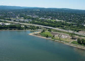 Work continues along the southwest shoreline of Onondaga Lake.