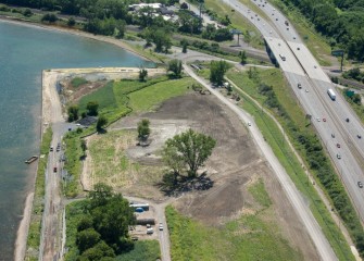 A nursery is set up (lower left) for future native plantings to enhance the Southwest Lakeshore.