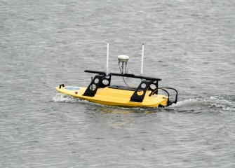 The Z-boat is a high tech remote controlled boat that uses GPS and sonar to collect data about the lake bottom.