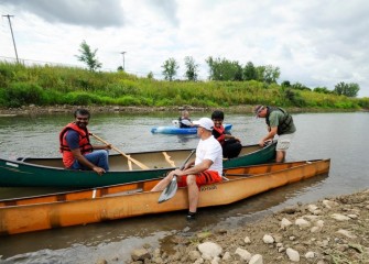 After boating to Onondaga Lake, paddlers return to exit the creek at Honeywell’s canoe access off Pumphouse Road in Lakeland.