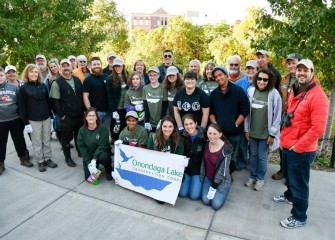 Thirty Onondaga Lake Conservation Corps volunteers gathered Saturday, October 21, to remove litter, plant native species, and monitor birds along the Onondaga Creekwalk in Syracuse.